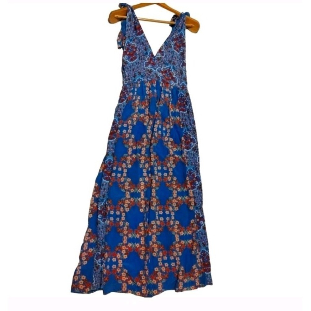 Sandro Floral Plunging Neckline Slit Mason Floral-Print Dress Long Sz S